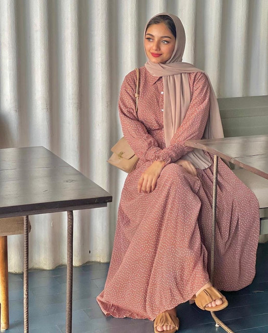 Modesty dusty pink gown